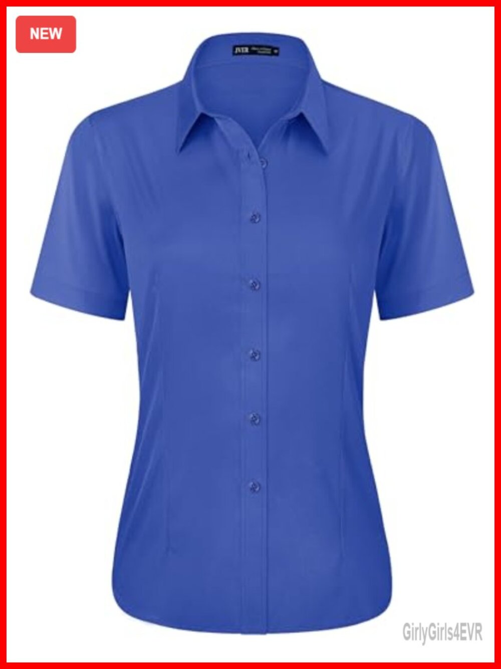 Womens Button Down Shirt Stretch Short Sleeve Dress Shirt Work Blouse